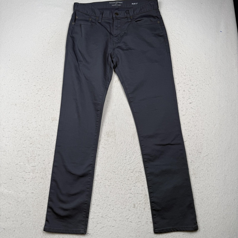 Banana Republic Travel Jeans Mens 30x30 Gray Slim Fit Straight Stretch Denim